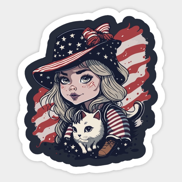 Patriotic Cat Mother Sticker by By_Russso